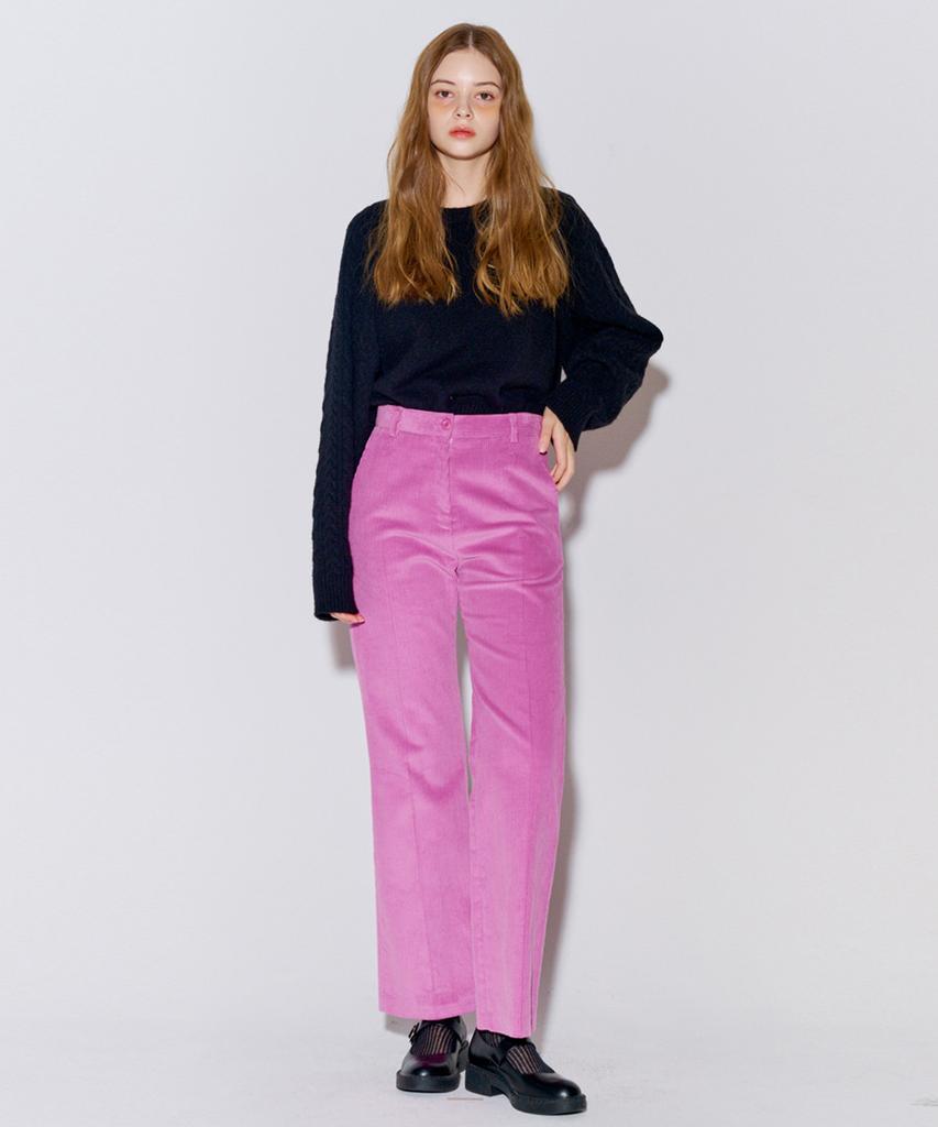 OPENING SUNSHINE Corduroy Long Bootcut Pants Pink