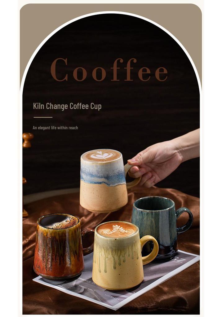Retro Ceramic Coffee Mug - Large Capacity Coarse Pottery Water and Beer Cup, Light Luxury Design for Home or Office Use