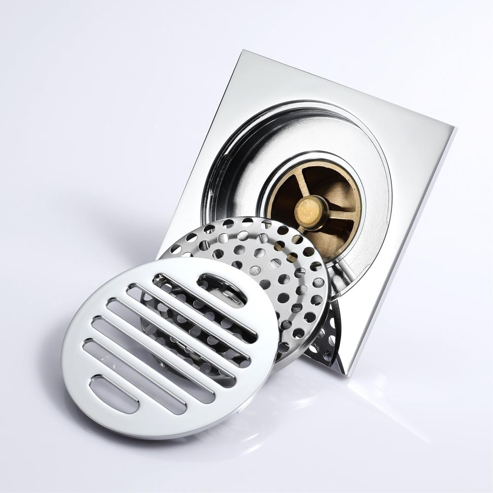 Bathroom Accessories Shower Floor Drain Can Insert Tiles Floor Drain Cover Brass Anti-odor Floor Drain Chrome