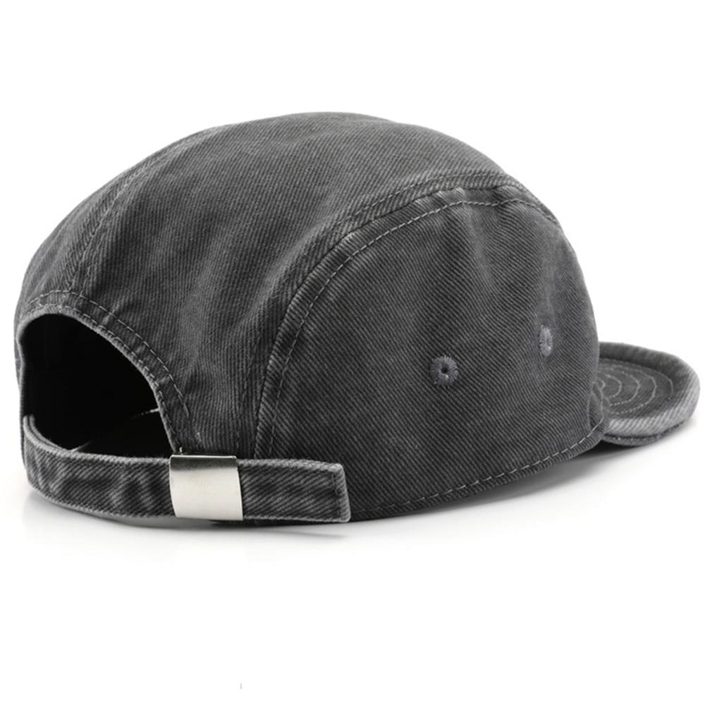 Unisex gewaschene Baumwolle 5-Panel-Kappe Vintage flacher Schirm Streetwear Camp Cap