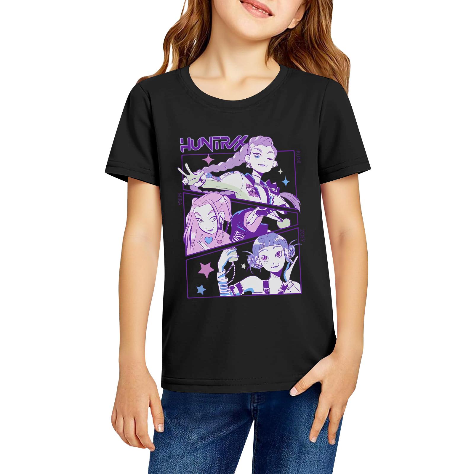 

Модная рабочая одежда с короткими рукавами и круглым вырезом, топы с принтом для детских летних топов 120 чёрный