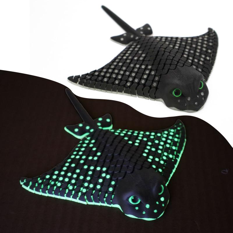 1Pcs Aquatic Animal Bionic Desktop Relief Decoration 3D Printed Luminous Manta Ray Stingray Toy Flexible Sea Creature Gift