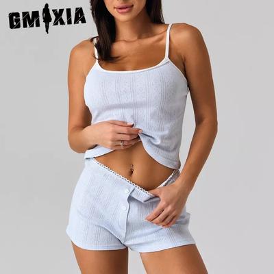 Spring/Summer Jacquard Women's Suspender Shorts Set Cotton Home Two Piece Set