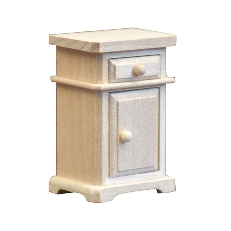 Doll House Zakka Model Realistic Dollhouses Bedside Table Realistic Play Bedstand Realistic 1:12 Model Mini Size Toy