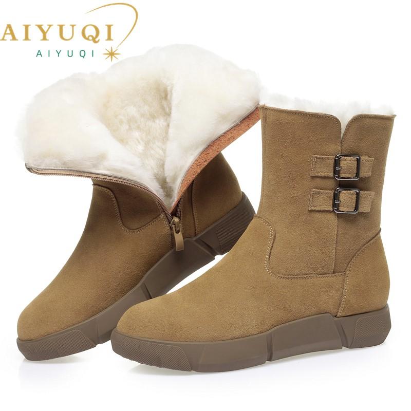 

Fashion AIYUQI Women Snow Boots Suede Genuine Leather 2025 New Non Slip Flat Women Winter Boots Wool Warm Women s Ankle Boots 43