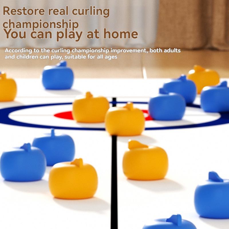 New Family Fun Board Games For Kids & Adults: Tabletop Curling Game With 8-16 Rollers & Shuffleboard Pucks Toys