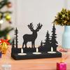 Weihnachtsbaum Deko Teelichthalter aus Holz Rentier(Schwarz)| Diwali Weihnachtsdekorationsartikel für Heimdekoration Wohnzimmer Büro