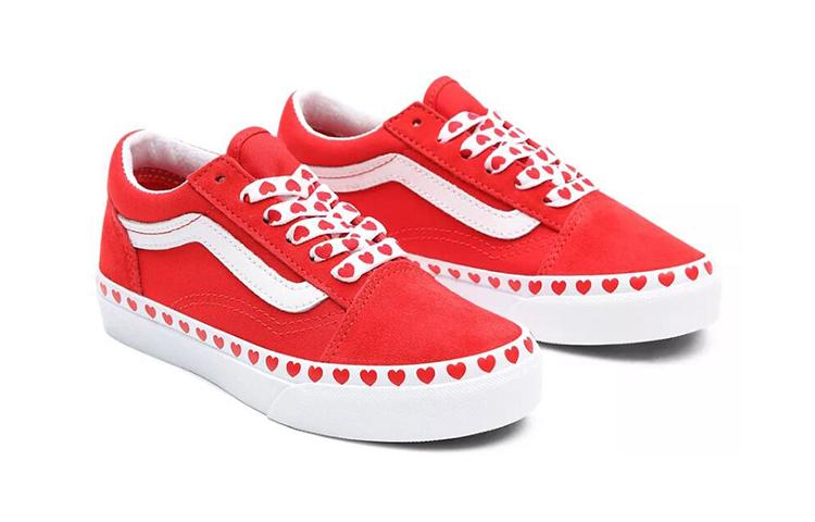 Vans Old Skool Canvas Low top Kids' Skateboarding Shoes White Red Children Aged 3 7 Years Old VN0A4BUU30V