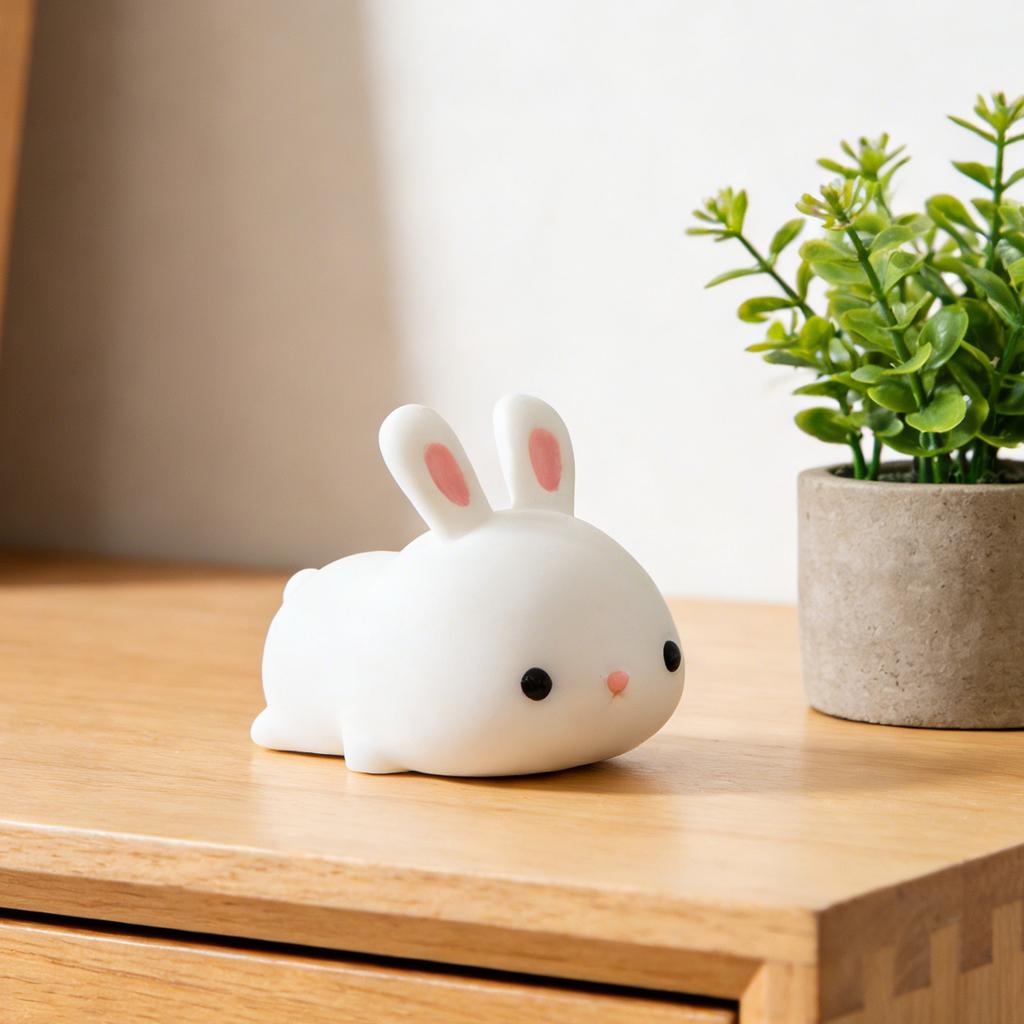 Cute Bunny Night Light – -sensitive Silicone Rechargeable Light With Soft Tones, Suitable For Home, Bedroom, And Bathroom.