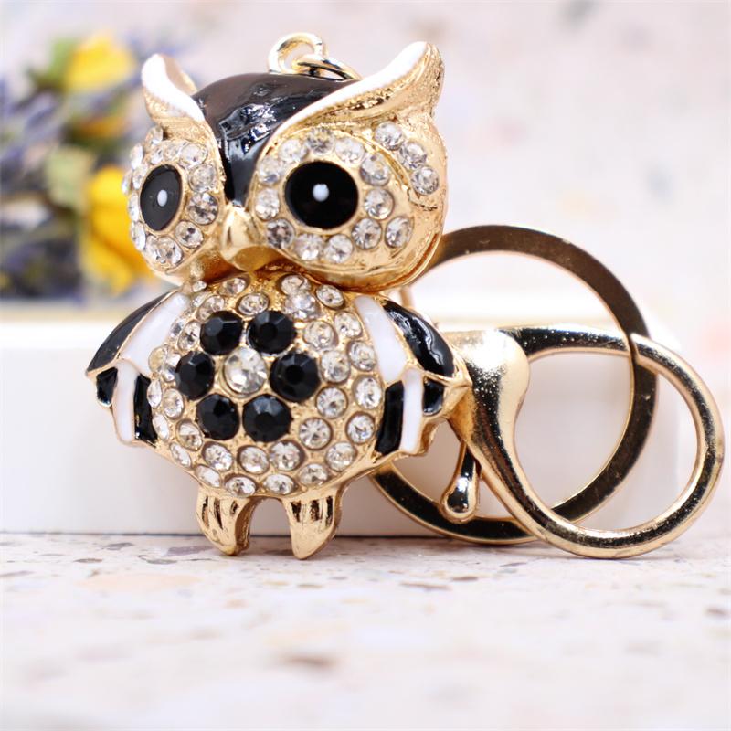 Lovely Owl Keychain Rhinestone Crystal Keyring Key Ring Chain Bag Charm Pendant Gift