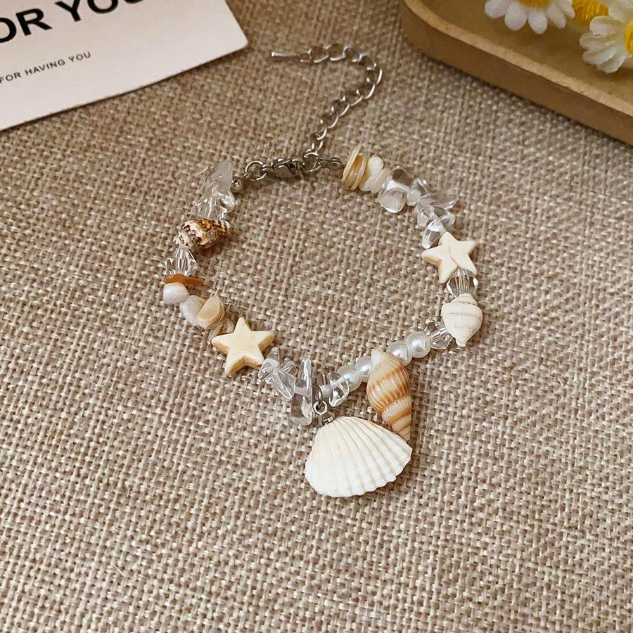 Niche Fashion Seashell & Pearl Star Bracelet for Women - Vacation Style Hand Jewelry