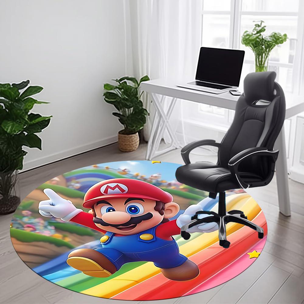 1PC Mario Adventure Office Round Area Rug, Indoor Mat Suitable For Office, Under Office Chairs Bedroom Living Room Home Decor DT1212028