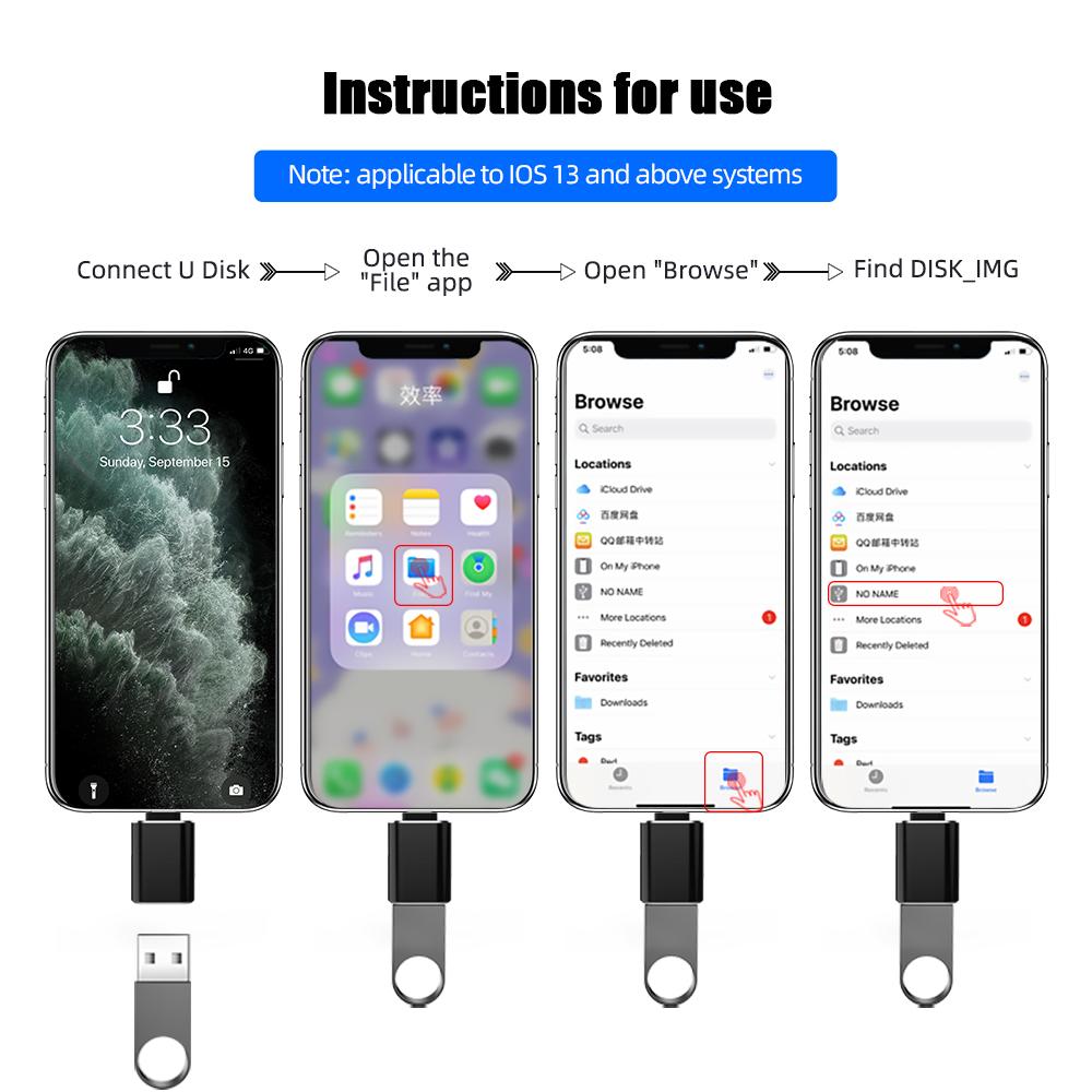OTG USB adaptér, vhodný pro iPhone14 13 12 11 Pro XS Max XR X 8 7 6s Plus vhodný pro iPad konvertor lightning na USB 3.0 nabíjecí adaptér