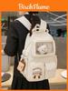 School Girl Backpack Nylon With Letter Pattern For Elementary Students