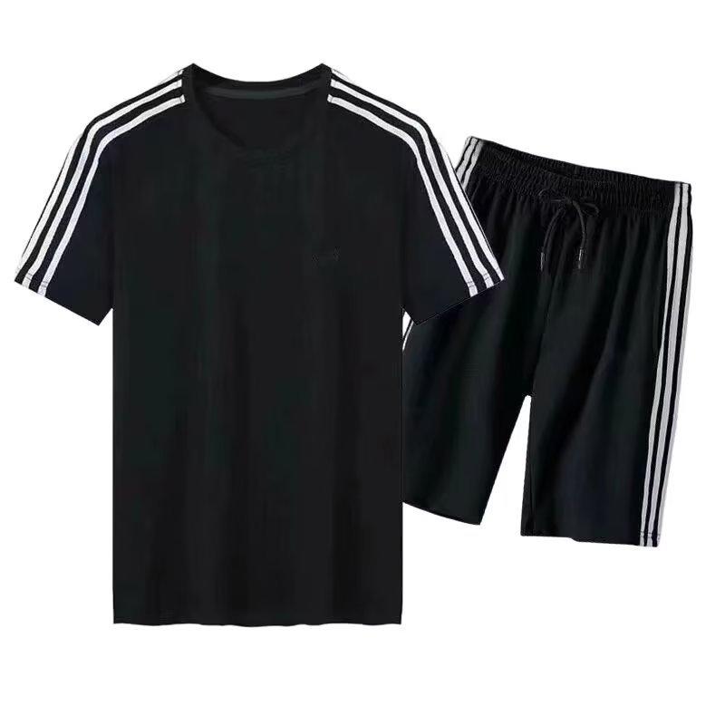 

Men s Tropical Print Short Sleeve Shirt and Shorts Set 5XL чорний