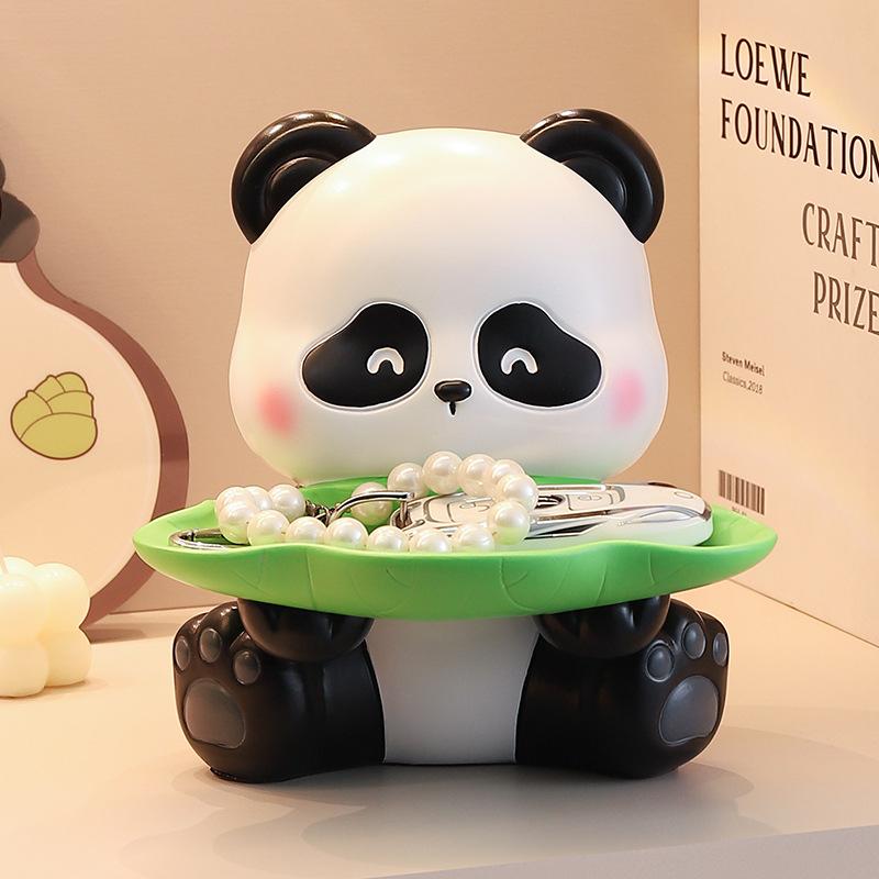 High-End Nische Panda Zuhause Schlüssel Veranda Aufbewahrung Harz Ornamente für Zuhause Wohnzimmer Büro Schreibtisch Dekorationen