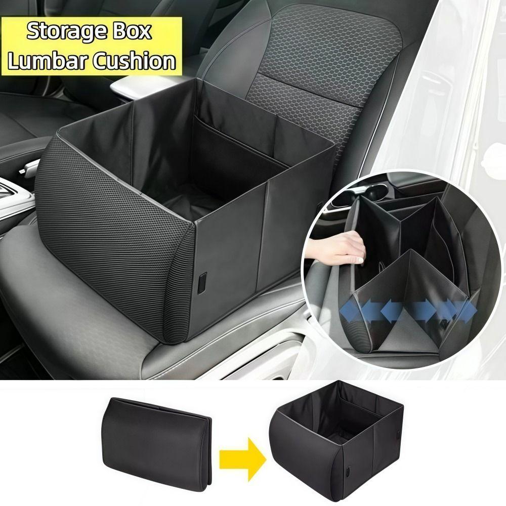 Rectangle Car Lumbar Support Cushion 2-in-1 Car Back Cushion  Back Support Trunk Storage