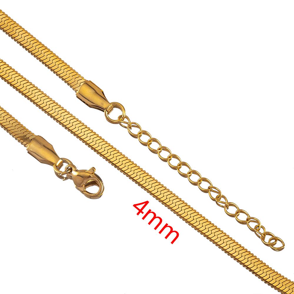 5pcs Stainless Steel Flat Snake Chain with Clasp Extended Chains 3-6mm DIY Men Necklace Jewelry Making Findings Accessor No Fade