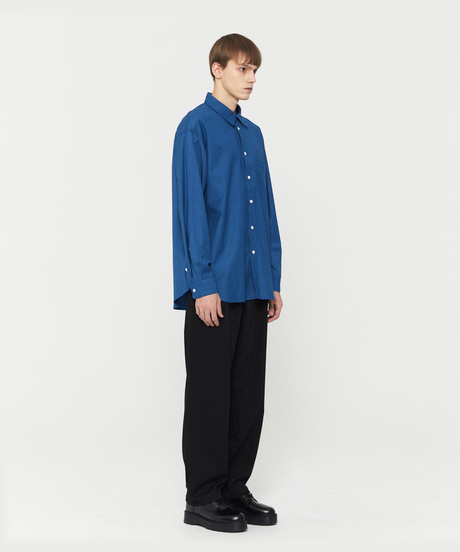 Nodicoma Wool Blend Pocket Shirt Blue Free(M-L)