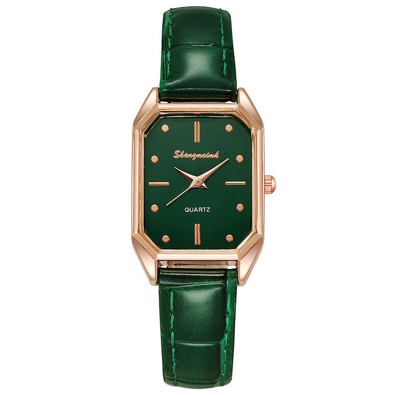 2022 Green Quartz Ladies Watch With Beautiful Square Dial For Live Broadcasting