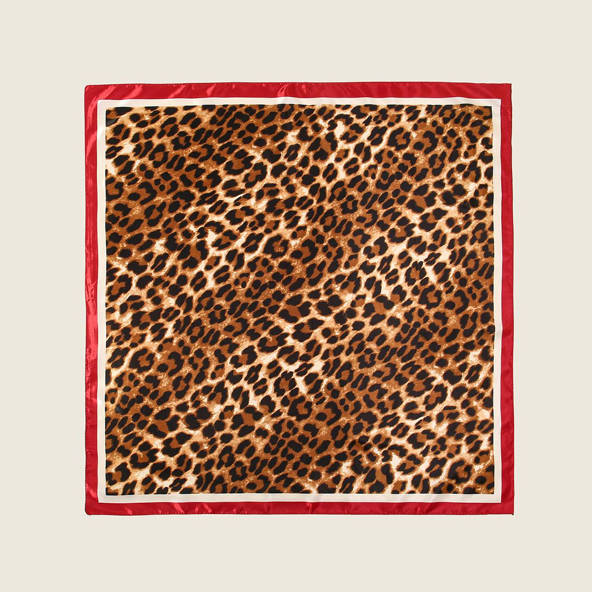

Квадратный атласный платок 90*90 см Женский платок с леопардовым принтом Шаль Повязка на голову Шелковистый атласный шейный платок Повязка для волос Классика Леопардовая бандана 90x90cm