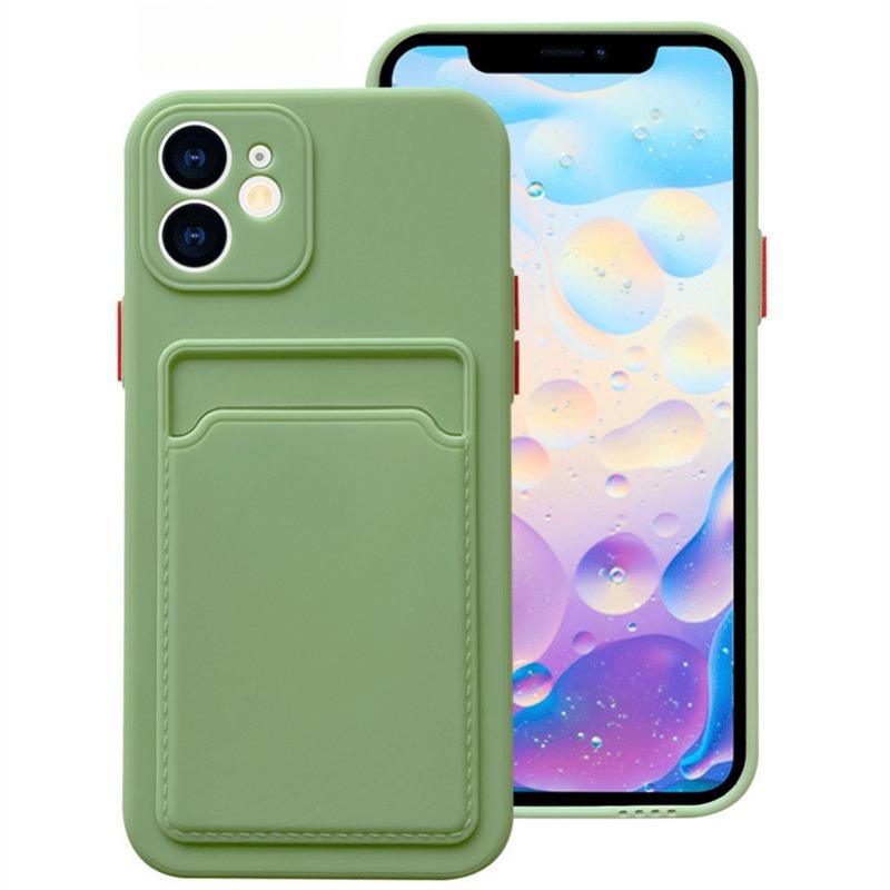 IPhone 16 Card Bag Card Case Suitable for Apple 15 Contrasting Color Button Skin Feeling XR Full-pack Lens Protection Case