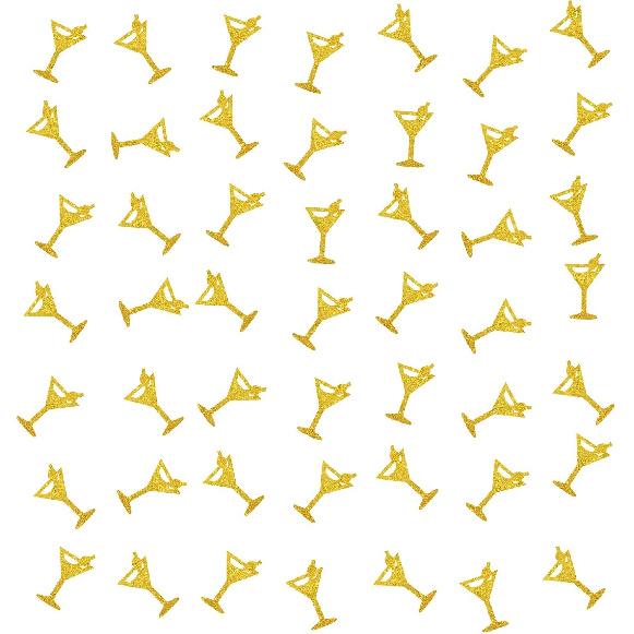 Set of 100 Gold Martini Glass Confetti, Gold Glitter Cocktail Glass Table Scatter, Margarita Smash Cake Decor for Martini Birthday/Bachelorette Party золотой