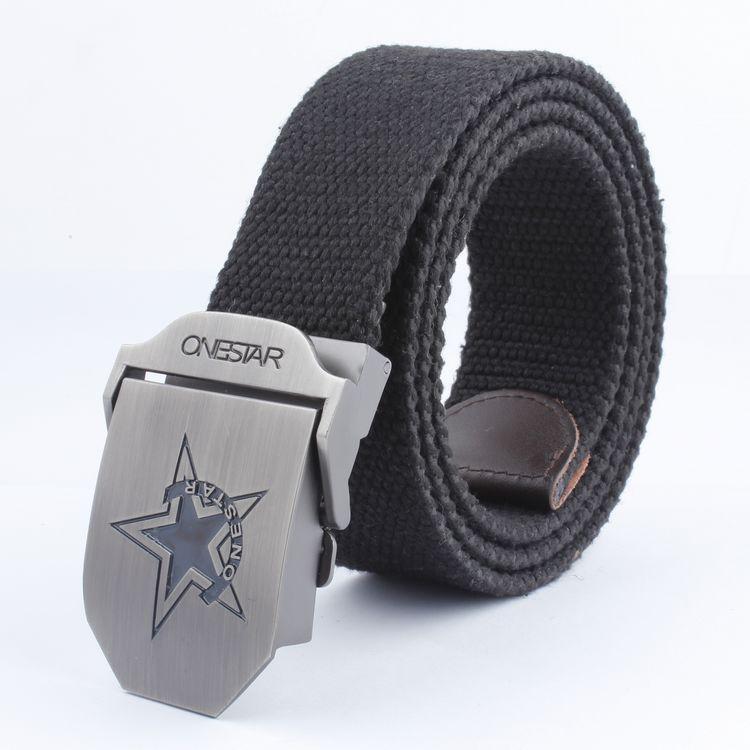 Black Five-Star Canvas Belt Headhunting Black Eagle Men's Automatic Buckle Belt Woven Leisure Good Supply
