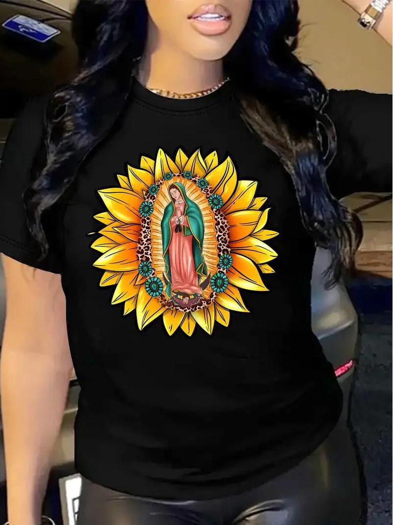 Damen Weihnachts-Rundhals-Kurzarm-Top - Europäischer und Amerikanischer Stil