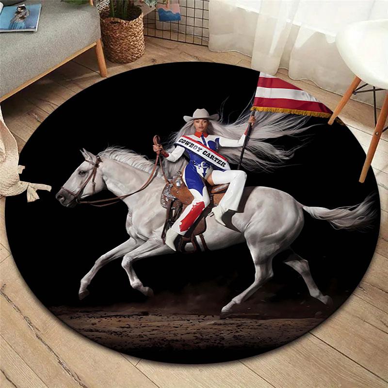 Beyonce Round Area Rug,Carpet Rug for Living Room Bedroom Sofa Playroom Decor,Non-slip Floor Mat