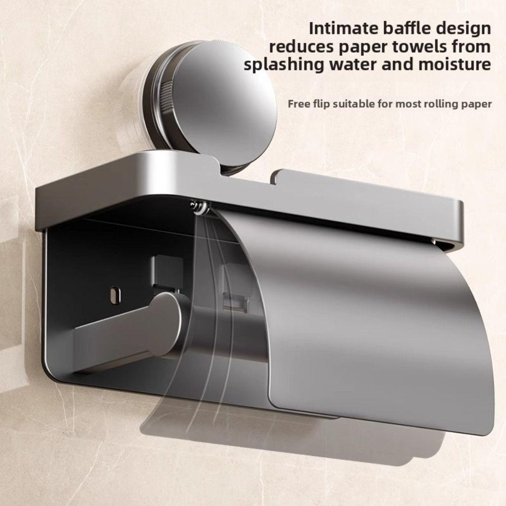 No Drilling Toilet Roll Paper Rack Suction Cup Tissue Stand  Bathroom Kitchen