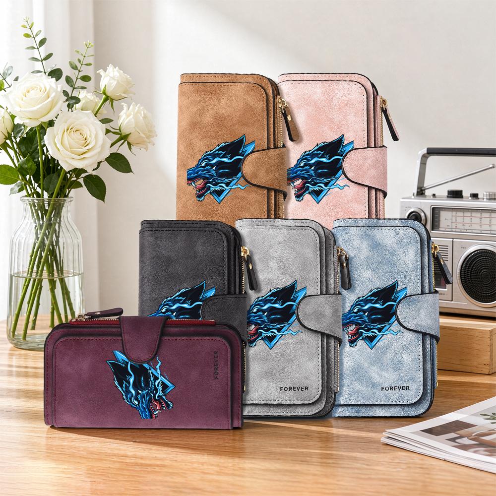 Stylish Cool Wolf Pattern Men Long Wallet Multi Slot Portable Durable Fashion Purse
