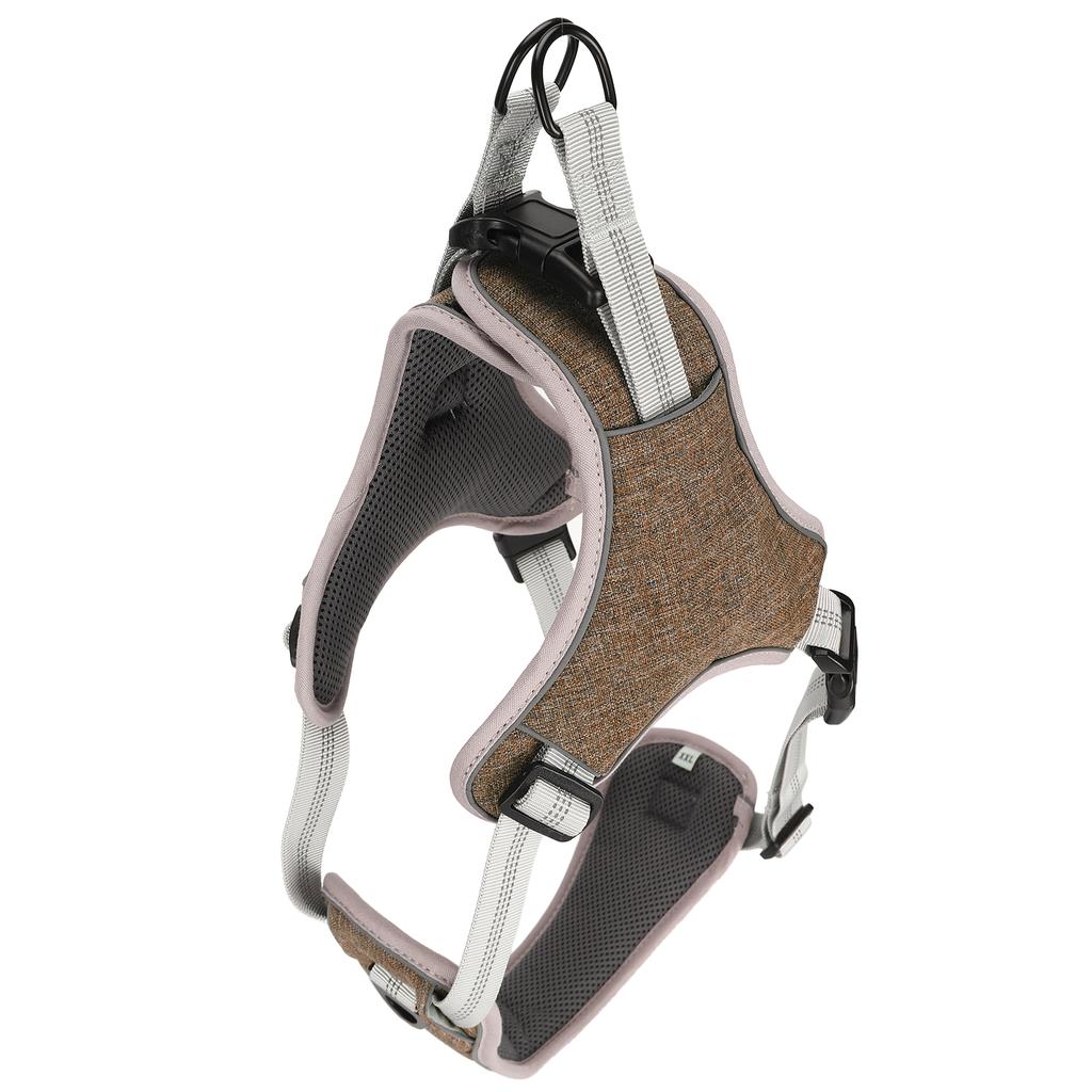 Outdoor Dog Vest Harness Pet Adjustable AntiLost Reflective Vest for Large Medium Dog(Coffee Color M)