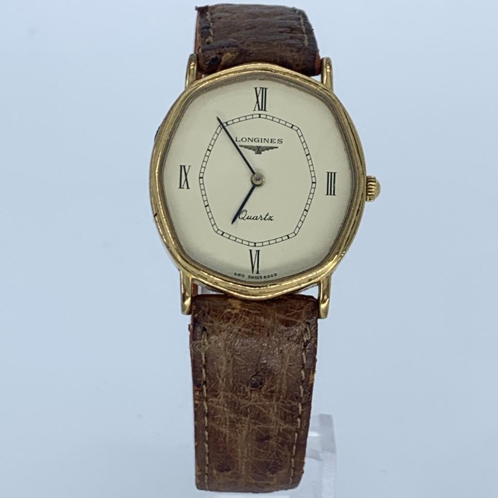 New Batteries Working Good LONGINES Quartz Men's Watch Octagonal Case Gold Dial Stainless Steel 2-Hand Lightly Cleaned