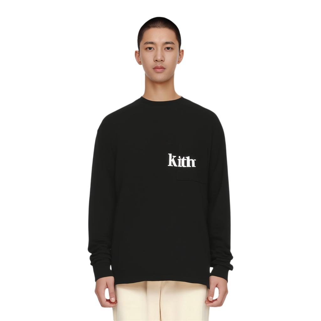 Kith Long-Sleeve Quinn Tee Black Unisex Tops KH3994-001