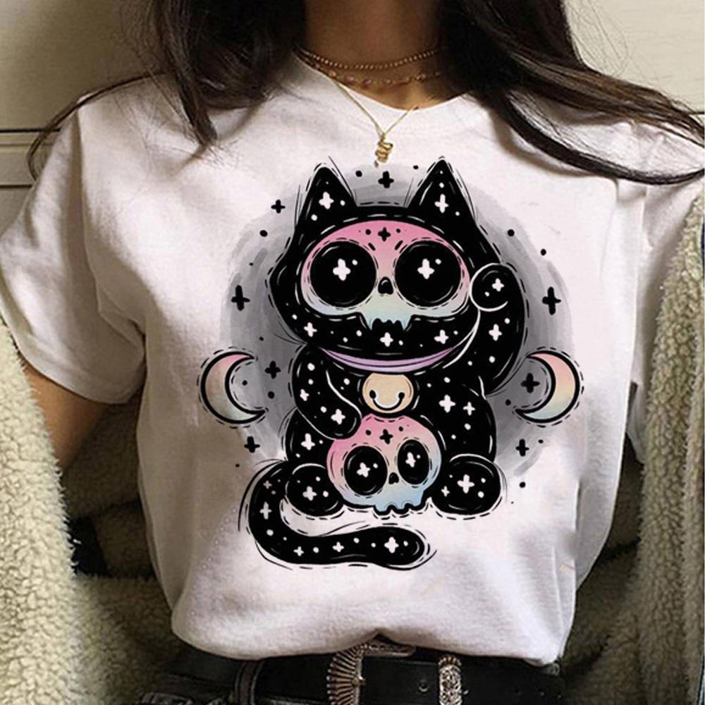 Футболка Pastel Goth Cat женская футболки harajuku женская аниме одежда M