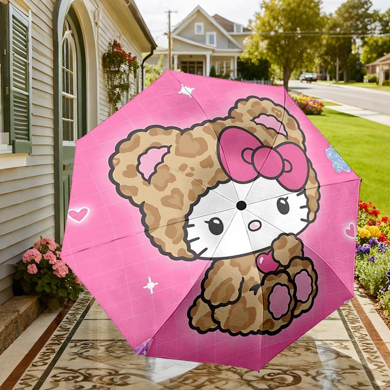 Kitty Leopard Print Umbrella: A Cute and Functional Companion for Outdoor Adventures, Perfect as a Gift 181