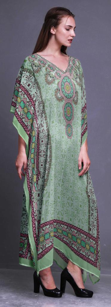 Phagun Damasco & Mandala Étnico Feminino Plus Size Caftan Roupa de Verão Cobertura de Praia Quimono