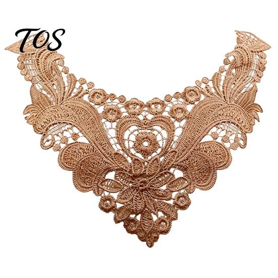 Fashion Neckline Enhancement Floral Lace Collar Insert, Embroidery V-neck Applique, Elegant Crafting Materials for Garments Hollow Petal Design,