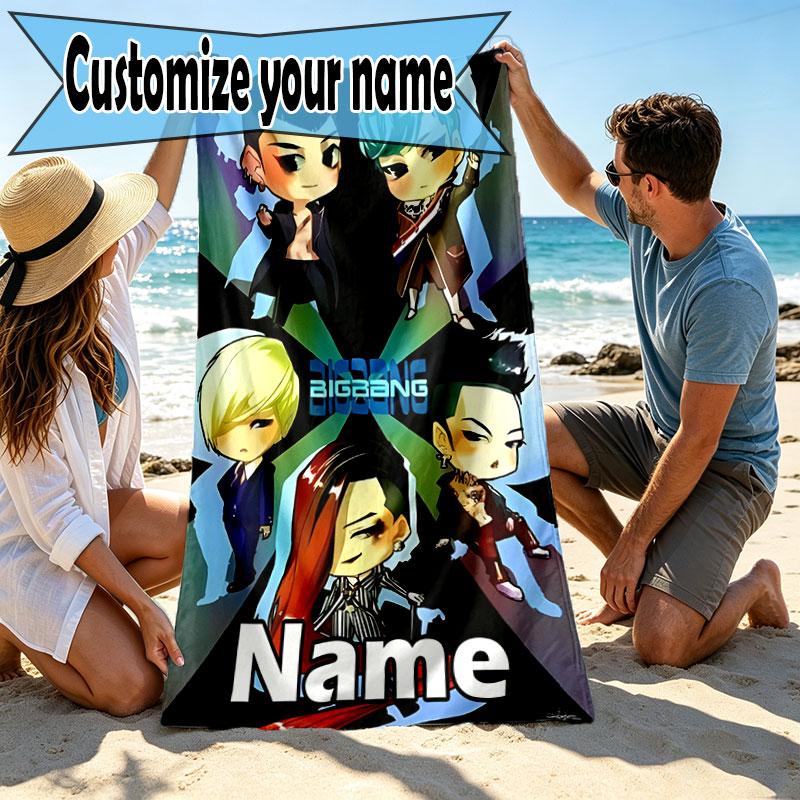 Custom Name Personalized BIGBANG Print Beach Towel, for Trip Camping Beach Party Home Decor, Birthday Gift for Family & Friends