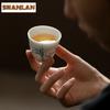 2pc/lot Blue And White Hand-painted Bamboo Teacup Traditional Tea Bowl Cute Cup Tea-tasting Smelling Cup Jianzhan Cups Gift 35ml