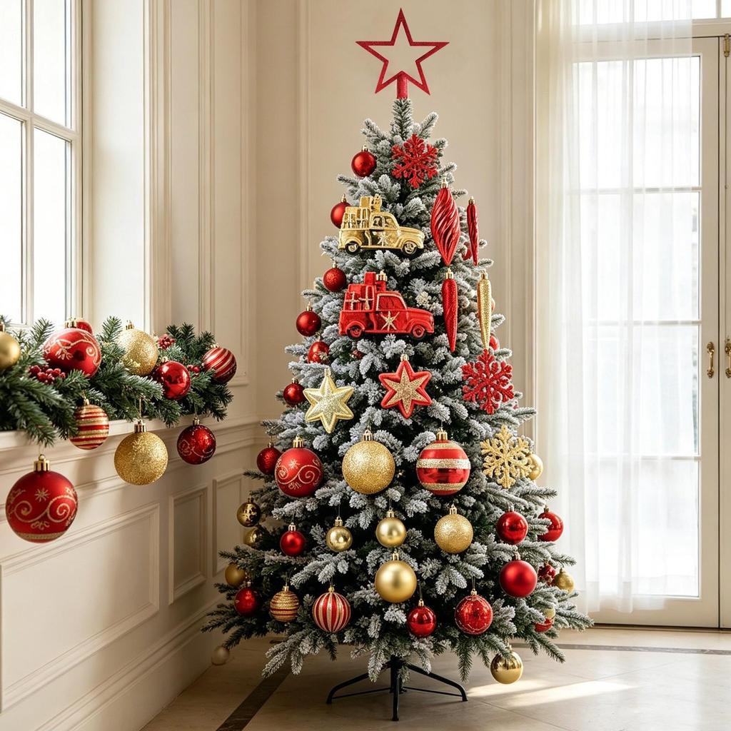 102 Pieces Holiday Decor Lightweight Christmas Tree Ornament Assortment Glittery