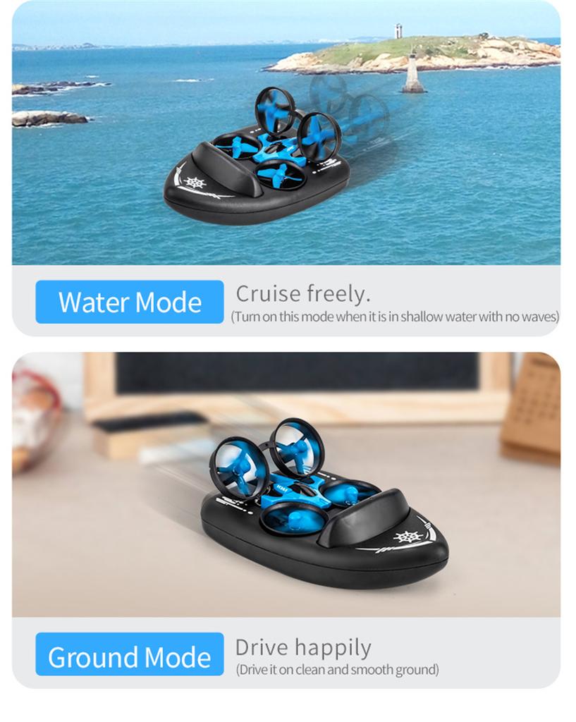 JJRC H36F 3-In-1 Epp Flying Air Boat Land Driving Mode Rc Quadcopter Drone Detachable One Key Return Rtf Toys for Kids Boys Gift