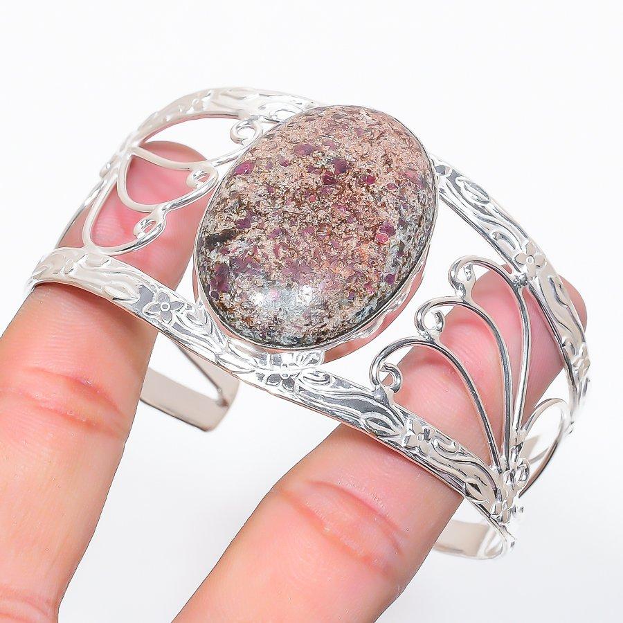 

Natural Cobalt Calcite Gemstone 925 Sterling Silver Cuff Bangle Adjustable M7V40