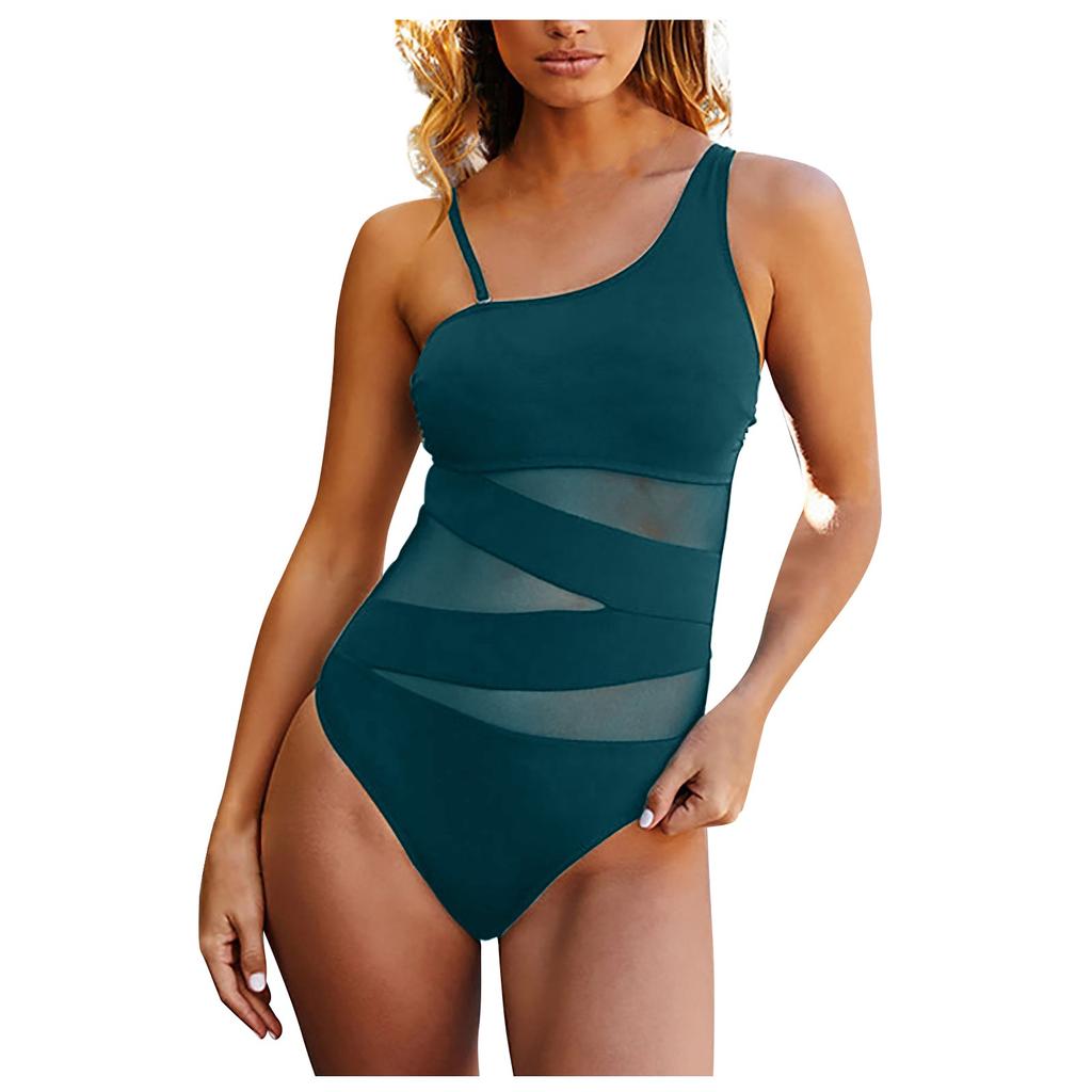 Kadın Modası Eklemeli File Spagetti Askılı Bikini Mayo Eğimli Omuzlu