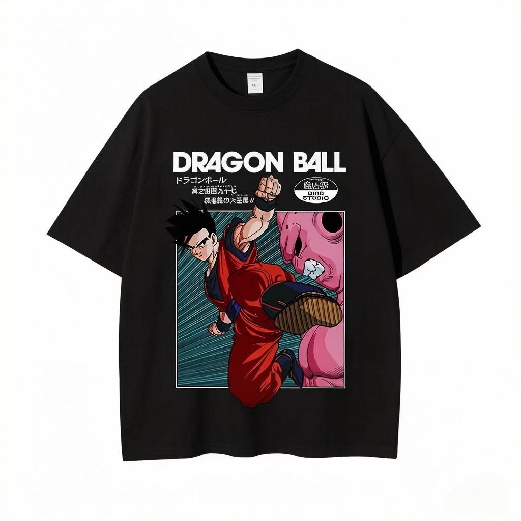 Unisexs Tshirt Japanese Anime Dragon Ball Print Tshirt Harley Cooku Cotton Tshirt Pop Street Style Shortsleeved Top White