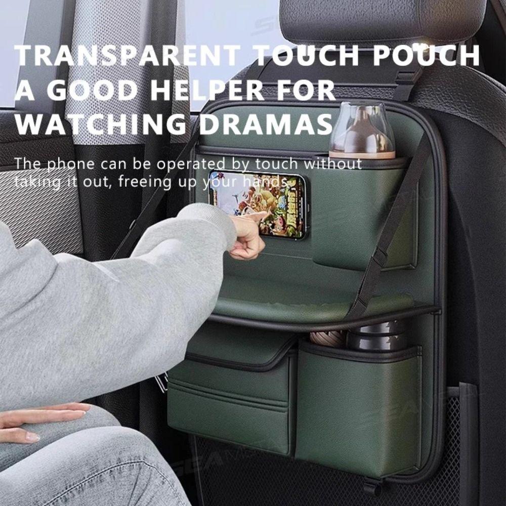 Heavy-Duty Waterproof Fabric Car Back Seat Organizer Foldable Table Tray Long Travels