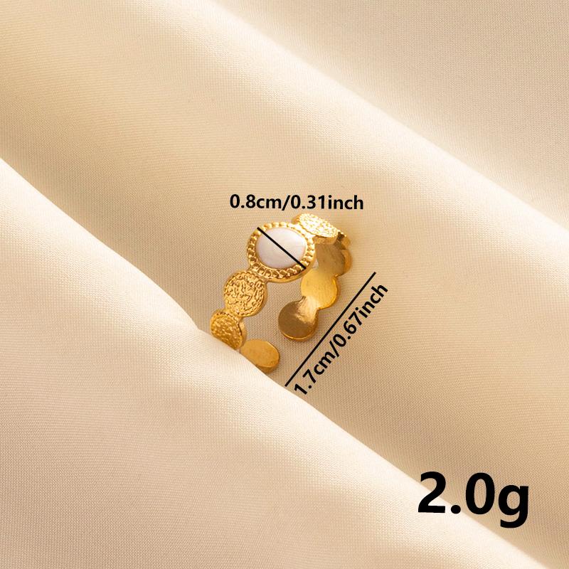 Bohemian Gold Color White Enamel Open Rings Luxury Irregular Stainless Steel Adjustable Finger Ring Women Charm Jewelry Gifts