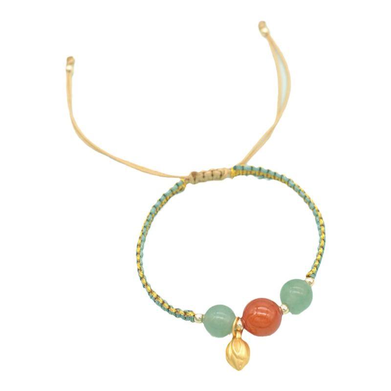 Hand-Woven South Red Agate Bracelet - Original Chinese Style, Simple Red Rope Design for Women and Couples