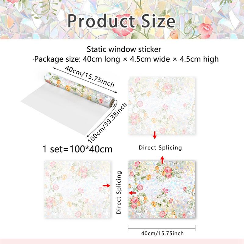 Window Privacy Film Stained Glass Rainbow Film Self-adhesive Film UV-resistant Glass Sticker Removable Glass Film Home Decor